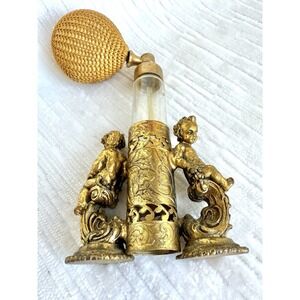 Vintage perfume atomizer featuring cherubs and Gold Filigree